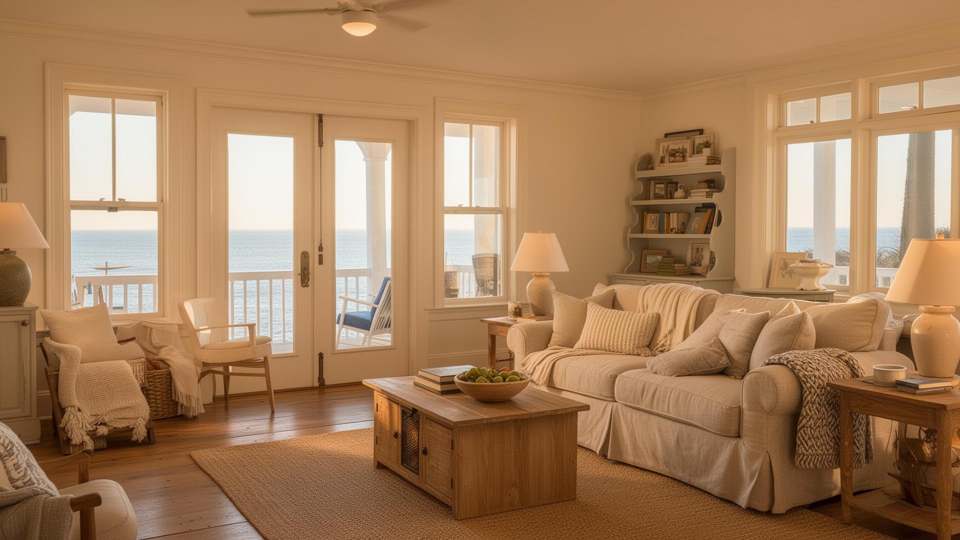 Sunlit southern coastal home interior
